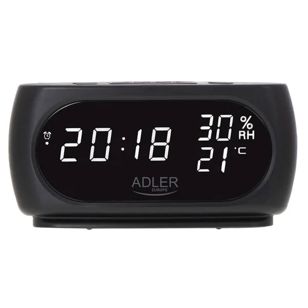 Adler AD 1186 LED ébresztőóra hőmérséklet- és páramérővel, fehér
