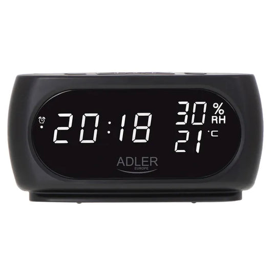 Adler AD 1186 LED ébresztőóra hőmérséklet- és páramérővel, fehér