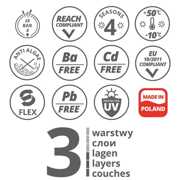 Vartco Light Plus kerti tömlő, 3/4″, 30 m, 3 réteg, UV-álló