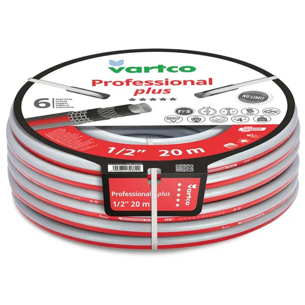 Vartco Professional Plus kerti locsolótömlő, 1/2″, 20 m, 6 rétegű, UV-álló