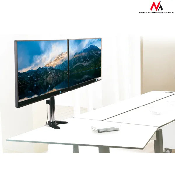 Alumínium asztali tartókar két 13–27″ monitorhoz, 2×8 kg, VESA 100×100