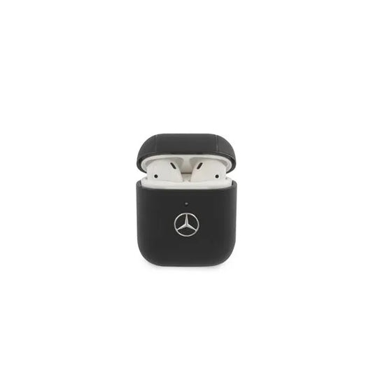 Mercedes fekete bőr tok AirPods 1/2 fülhallgatóhoz