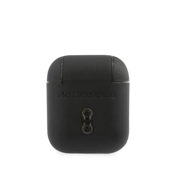 Mercedes fekete bőr tok AirPods 1/2 fülhallgatóhoz