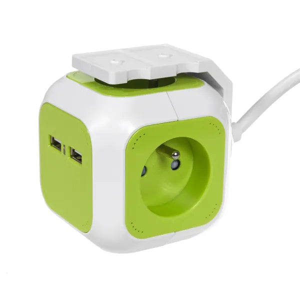 MagicCube kockaelosztó 4 földelt aljzattal, 2 USB porttal, 1,4 m kábel