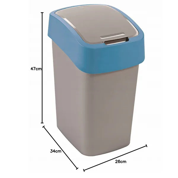 Curver Flip Bin 25 l kézi nyitású szemetes, szürke-kék, 70% újrahaszn.