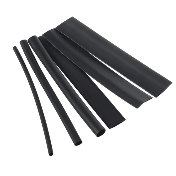 196 db fekete PE zsugorcső készlet 2–12 mm, 2:1, 95 mm