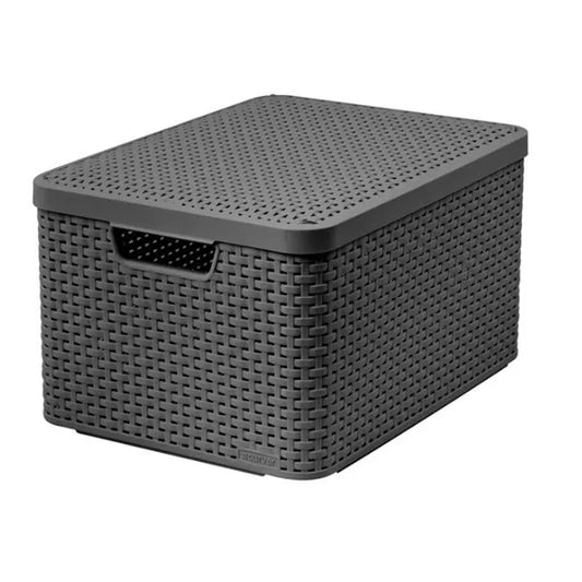 Curver rattan style l szürke tároló kosár fedéllel