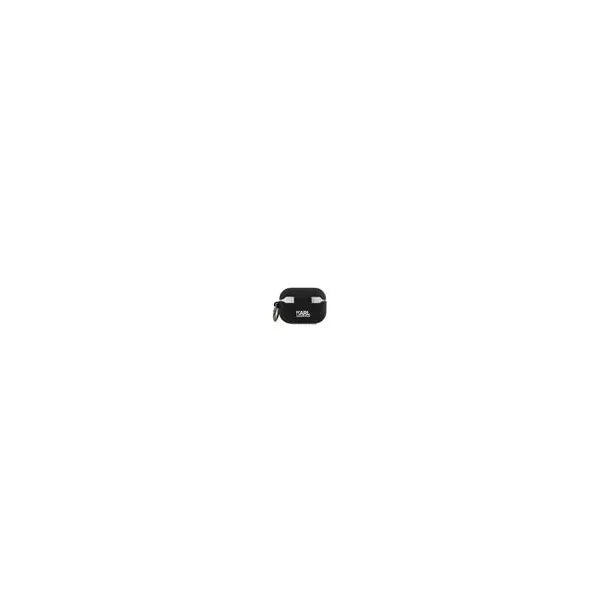 Karl Lagerfeld Rue St Guillaume fekete szilikon tok karabinerrel AirPods Pro-hoz