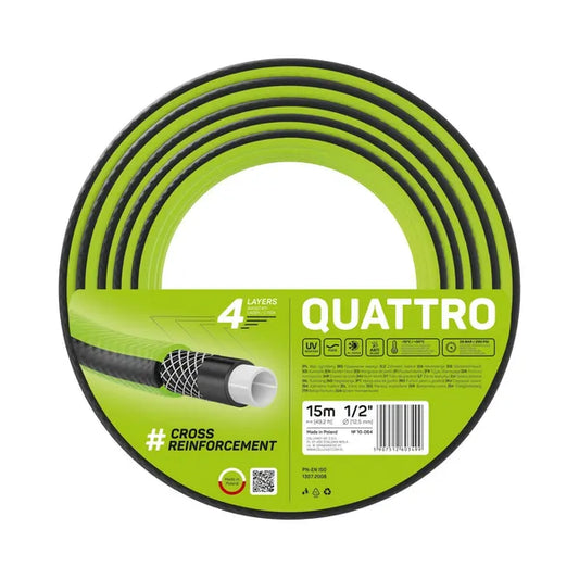 Quattro kerti tömlő 1/2 15m - 4 réteg, uv-álló, algaellenes