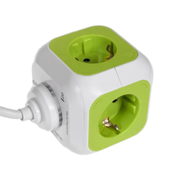 MagicCube 4 aljzat + 2 USB elosztó, 1,4 m kábel, Schuko, fehér-zöld