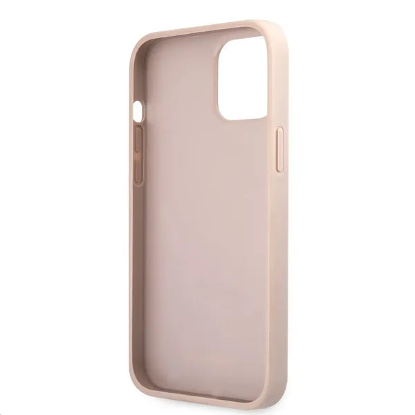 Rózsaszín Guess 4G fém logós PU bőr tok iPhone 12/12 Pro készülékhez
