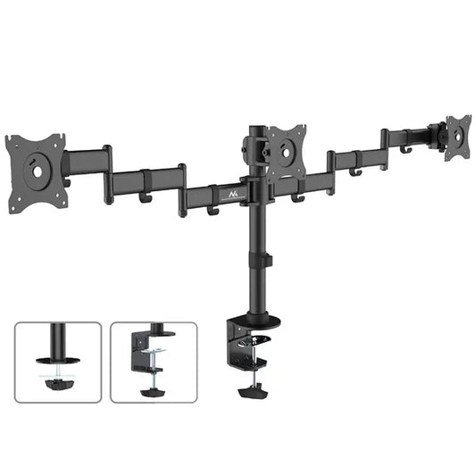 Maclean MC-691 hármas asztali monitor tartó kar 13–27″, 3×8 kg, VESA 75/100