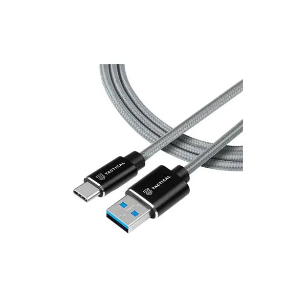 Kevlár erősítésű USB-A–USB-C adat- és töltőkábel, 1 m, szürke