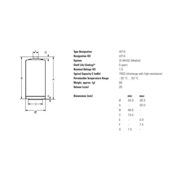 Varta Industrial LR14 C 1,5 V 7800 mAh alkáli elem, 20 db