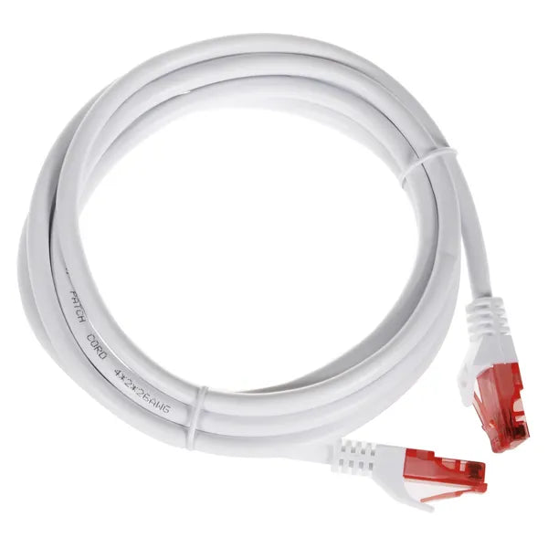 UTP patch kábel Cat6, 3 m, fehér, RJ45–RJ45 csatlakozó
