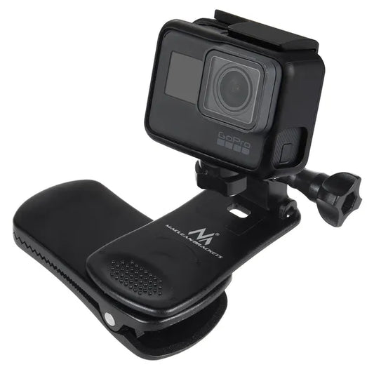 Univerzális 360° csíptetős kamera rögzítő, GoPro/Xiaomi/SJCam, 40 mm, fekete