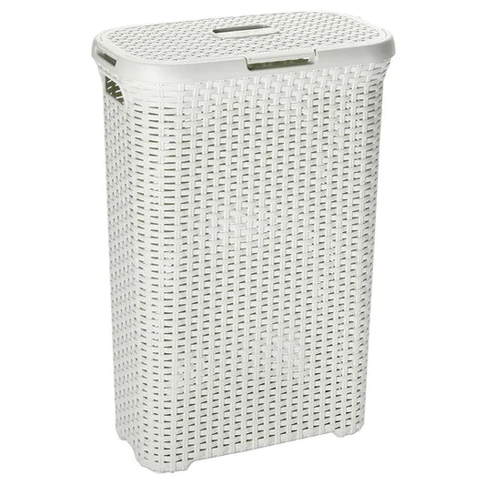 Curver Natural Style krém 40 L szennyeskosár, szellőző rattan hatással