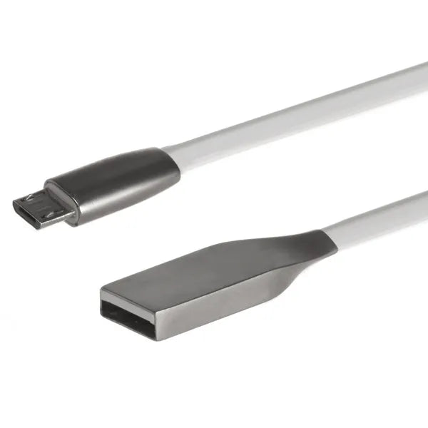 Lapos fehér USB-A–microUSB 2.0 kábel 1 m (nem gubancolódik)