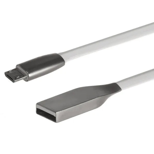 Lapos fehér USB-A–microUSB 2.0 kábel 1 m (nem gubancolódik)