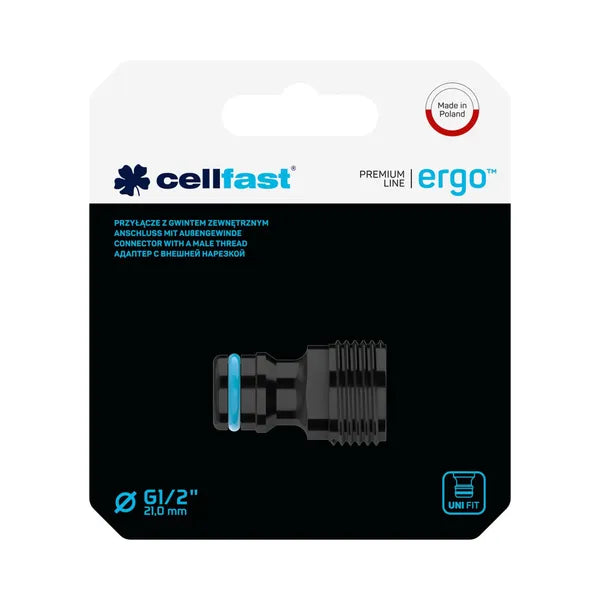 Cellfast Ergo 1/2" (21 mm) külső menetes csapcsatlakozó, 6 bar