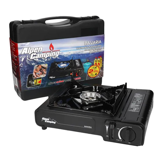 Alpen Camping Bavaria hordozható kemping gázfőző, 2,0 kW, bután, 146 g/h
