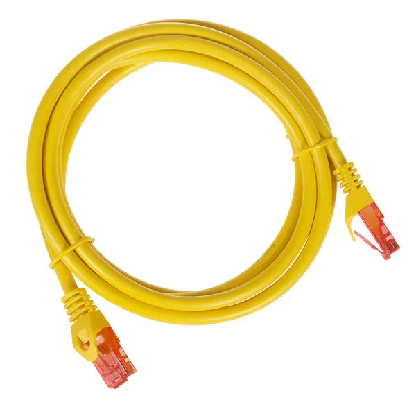 UTP patch kábel RJ45-RJ45 Cat6, 2 m, sárga, aranyozott érintkezők