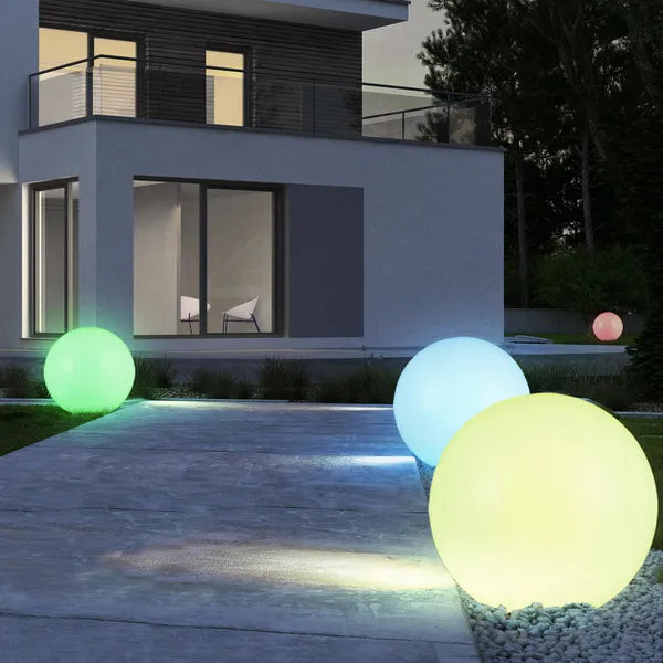 Szolár kerti állólámpa gömb 30 cm RGB LED IP44, akkumulátoros