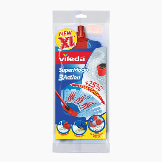 Vileda SuperMocio 3Action Velour mopfej utántöltő, 3-zónás, 60 °C-ig mosható