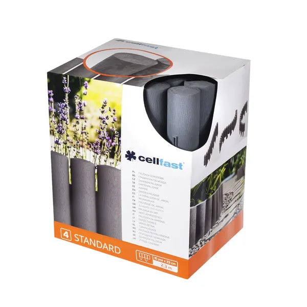 Cellfast Standard 4 grafitszürke kerti paliszád, 25,5 cm x 2,3 m