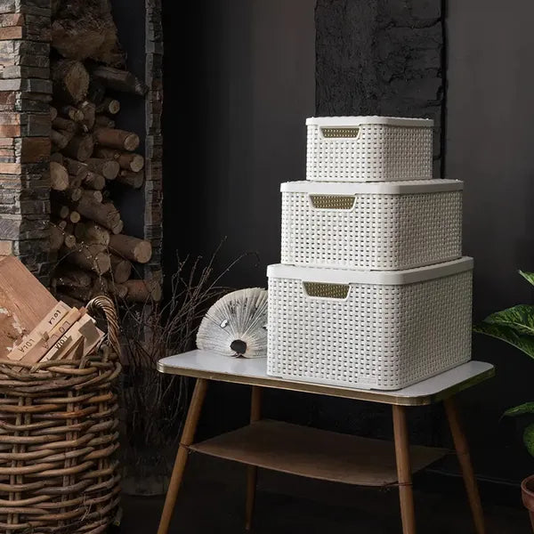 Curver rattan stílus kosár s világosszürke