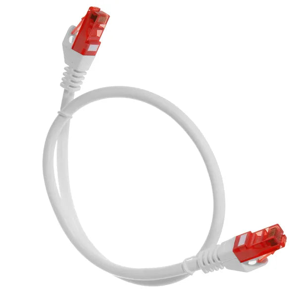 Cat6 UTP patch kábel RJ45, 0,5 m, fehér PVC köpeny