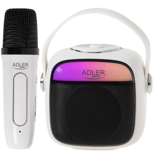 Adler AD 1199 W fehér karaoke hangszóró mikrofonnal, Bluetooth 5.1, 8 óra