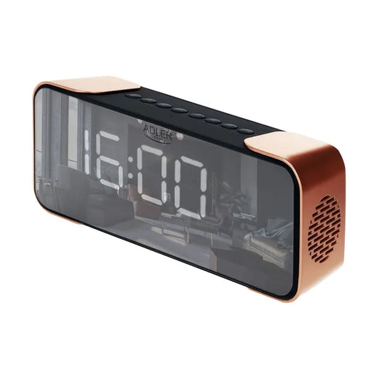 Adler AD 1190 rézszínű vezeték nélküli FM/Bluetooth ébresztőóra LED-del