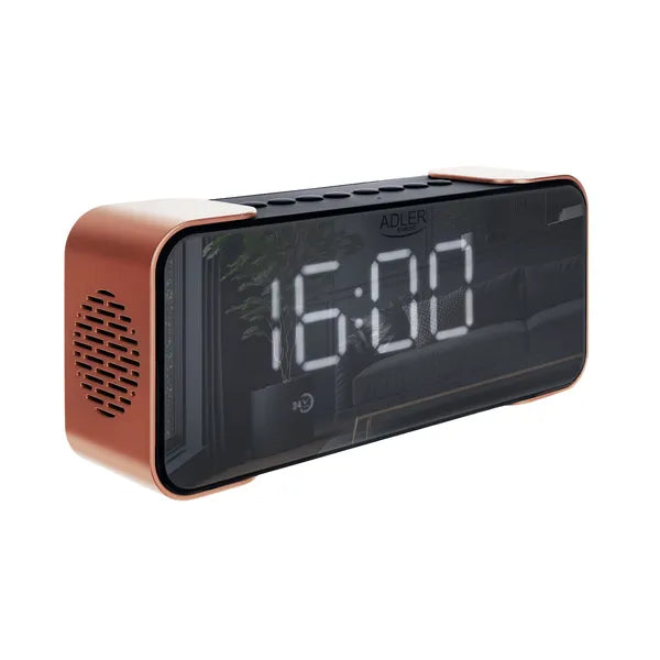 Adler AD 1190 rézszínű vezeték nélküli FM/Bluetooth ébresztőóra LED-del