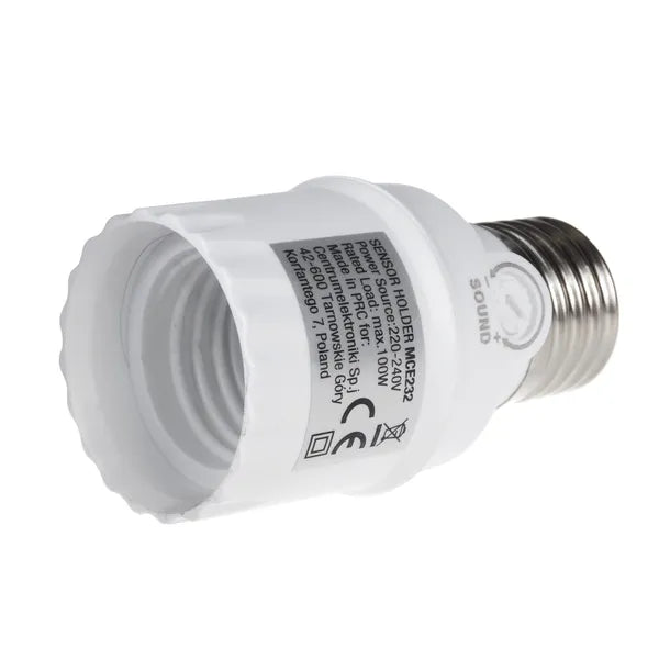 E27 izzófoglalat hang- és fényérzékelővel, 360° detektálás, 100 W