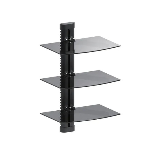 Fali triplapolc DVD/Blu-ray lejátszókhoz, 3x8 kg teher, 5 mm edzett üveg