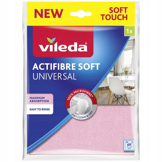 Vileda Actifibre Soft univerzális mikroszálas törlőkendő, rózsaszín, 27×32 cm