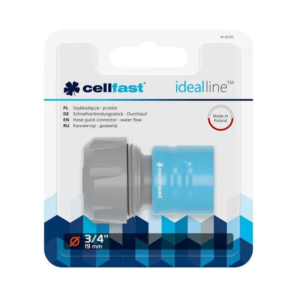 Cellfast Ideal átfolyós gyorscsatlakozó 3/4″ (19 mm) PC/ABS, rozsdamentes