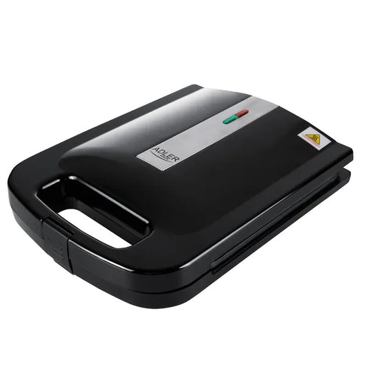 Szendvicssütő 4 szelethez, 2000 W, tapadásmentes lap, fekete