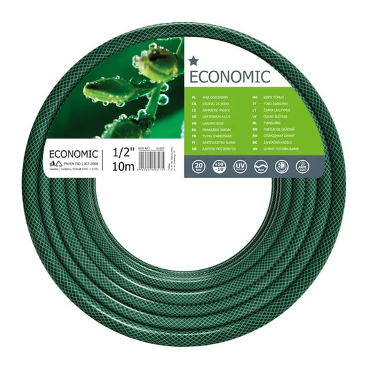 Kerti locsolótömlő 1/2” 10 m, 3 rétegű, UV-álló, keresztpontos erősítés
