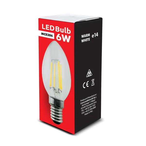 Filament LED izzó E14 6W 806lm 3000K meleg fehér C35 retro gyertya
