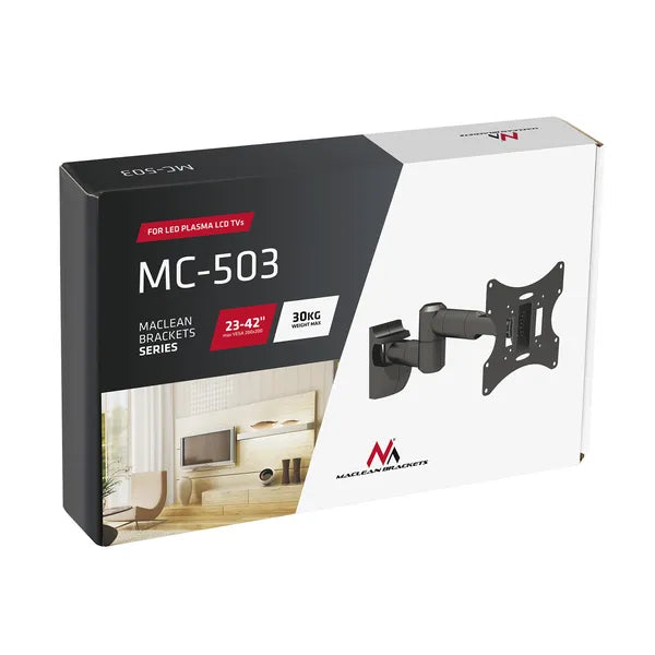 Univerzális fali TV- és monitortartó, 13–42″, 30 kg, VESA 200×200, fekete
