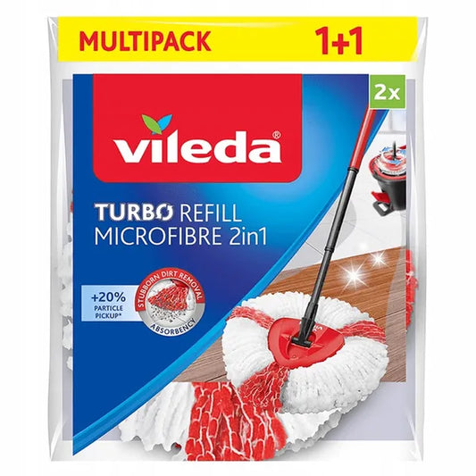 2 db Vileda Turbo 2 az 1-ben mikroszálas mopfej-utántöltő, 35×14 cm