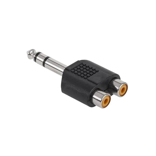 6,3 mm sztereó jack dugó – 2× RCA aljzat audio adapter