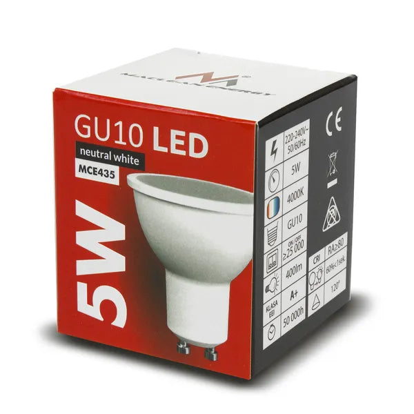 LED spot izzó GU10, 5 W, 400 lm, 4000 K neutrális fehér fény, 20 000 h
