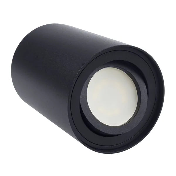 Felületre szerelhető alumínium GU10 spot lámpatest, fekete, Ø80x115 mm