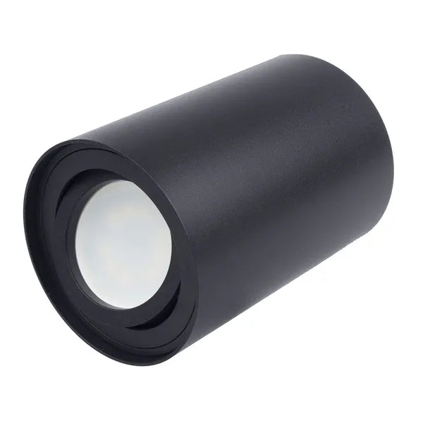 Felületre szerelhető alumínium GU10 spot lámpatest, fekete, Ø80x115 mm