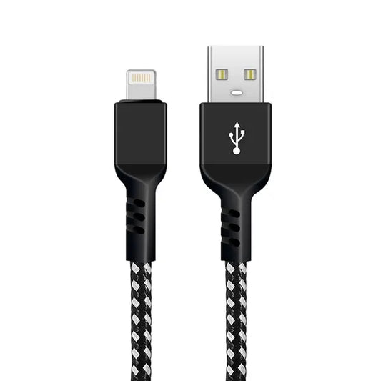 Lightning USB-A–Lightning kábel, 1 m, nylon fonott, 2.4 A gyors töltés