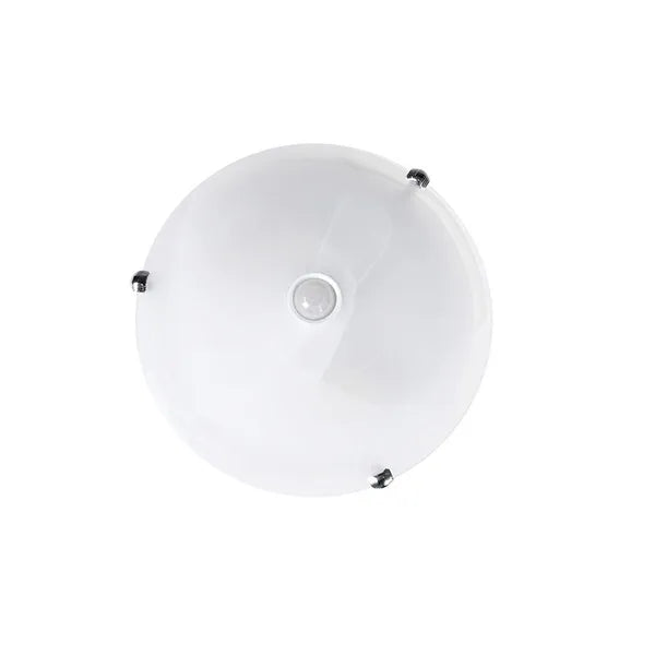 Mozgásérzékelős mennyezeti lámpa, PIR szenzor, 2×E27/40W, 30 cm, tejüveg