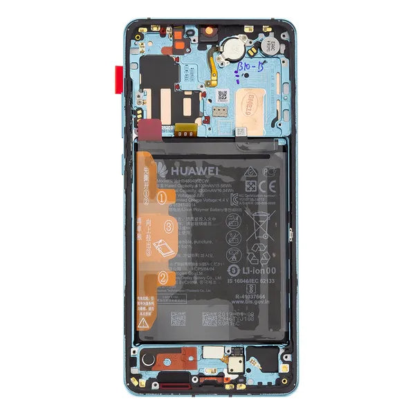Huawei P30 Pro Aurora Blue kijelző+érintőpanel+előlap, Service Pack